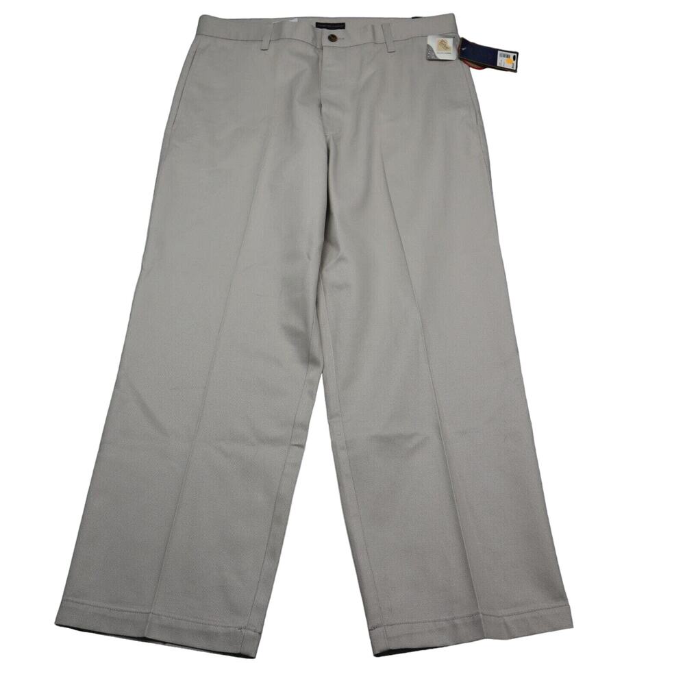 Cambridge Classics Pants Mens 36 Beige Flat Front High Rise Straight Leg